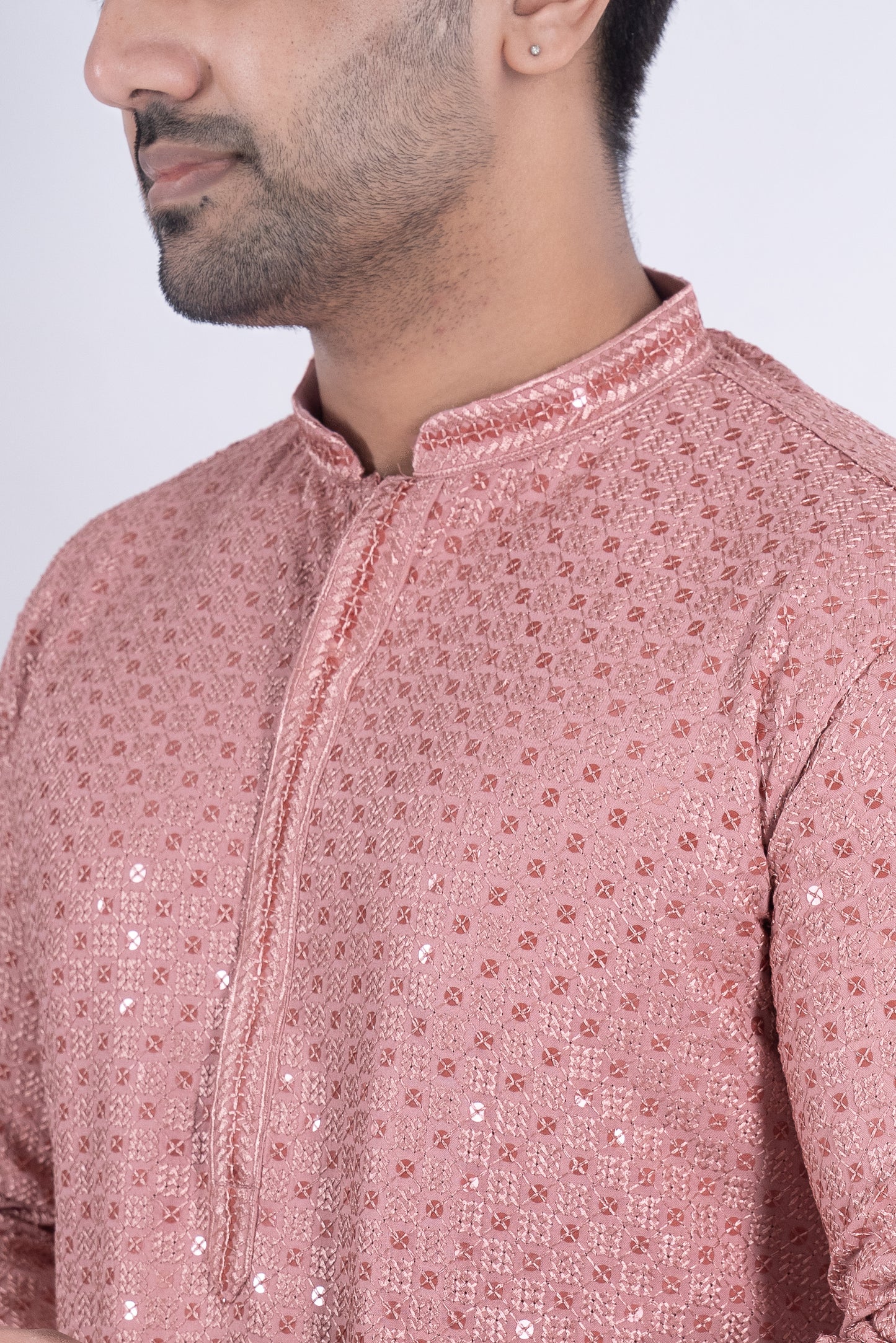 Chikan Kari Kurta - Pink