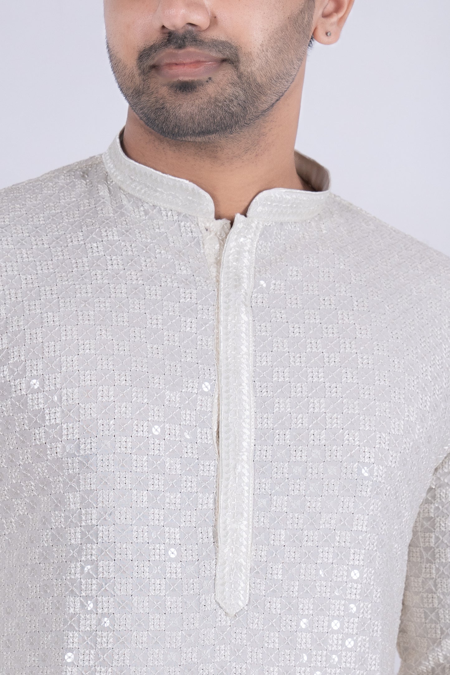 Chikan Kari Kurta - White