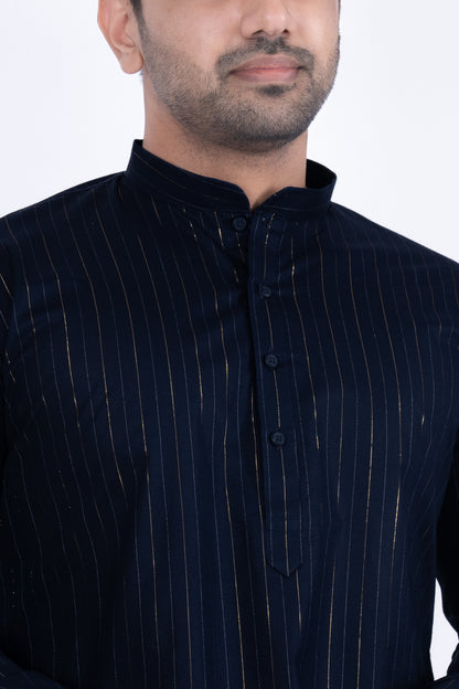 Striped Kurta - Navy