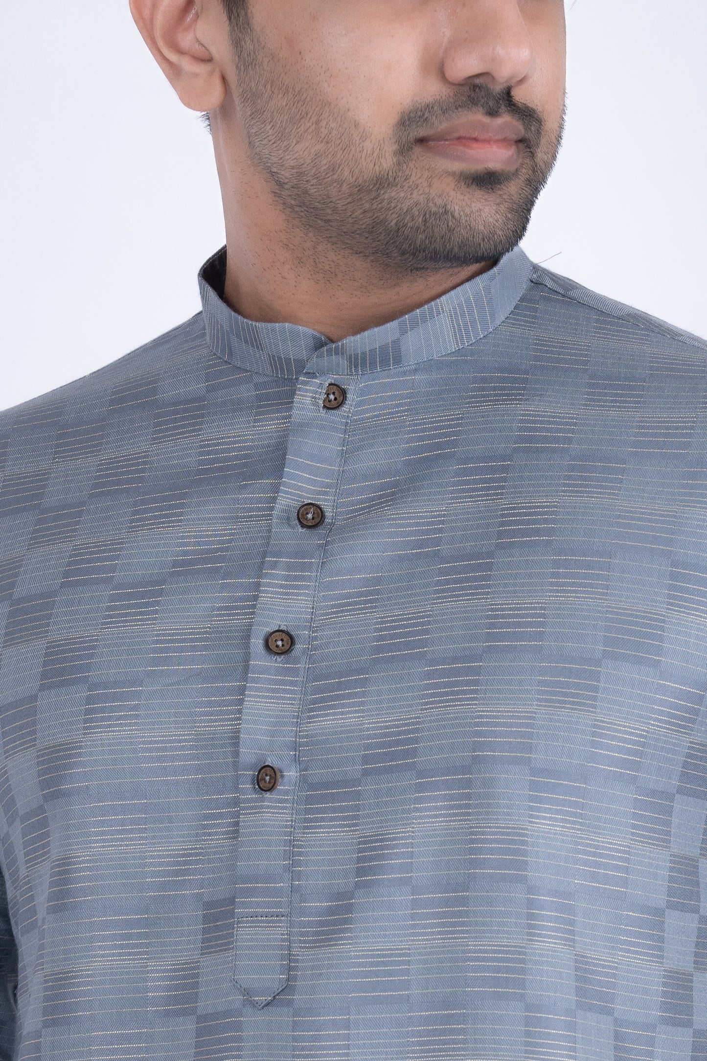 Textured Cotton Kurta - Grey