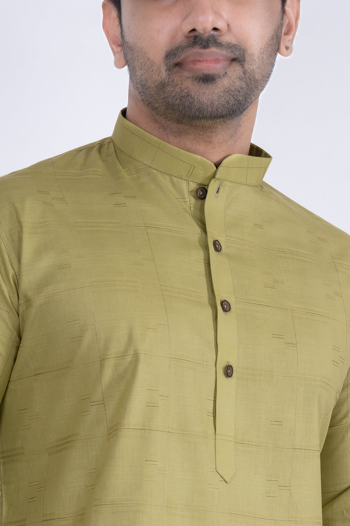 Textured Cotton Kurta - Olive