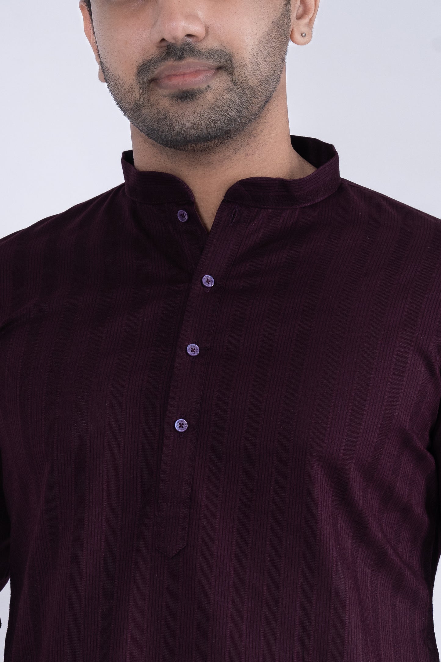 Textured Cotton Kurta - Maroon