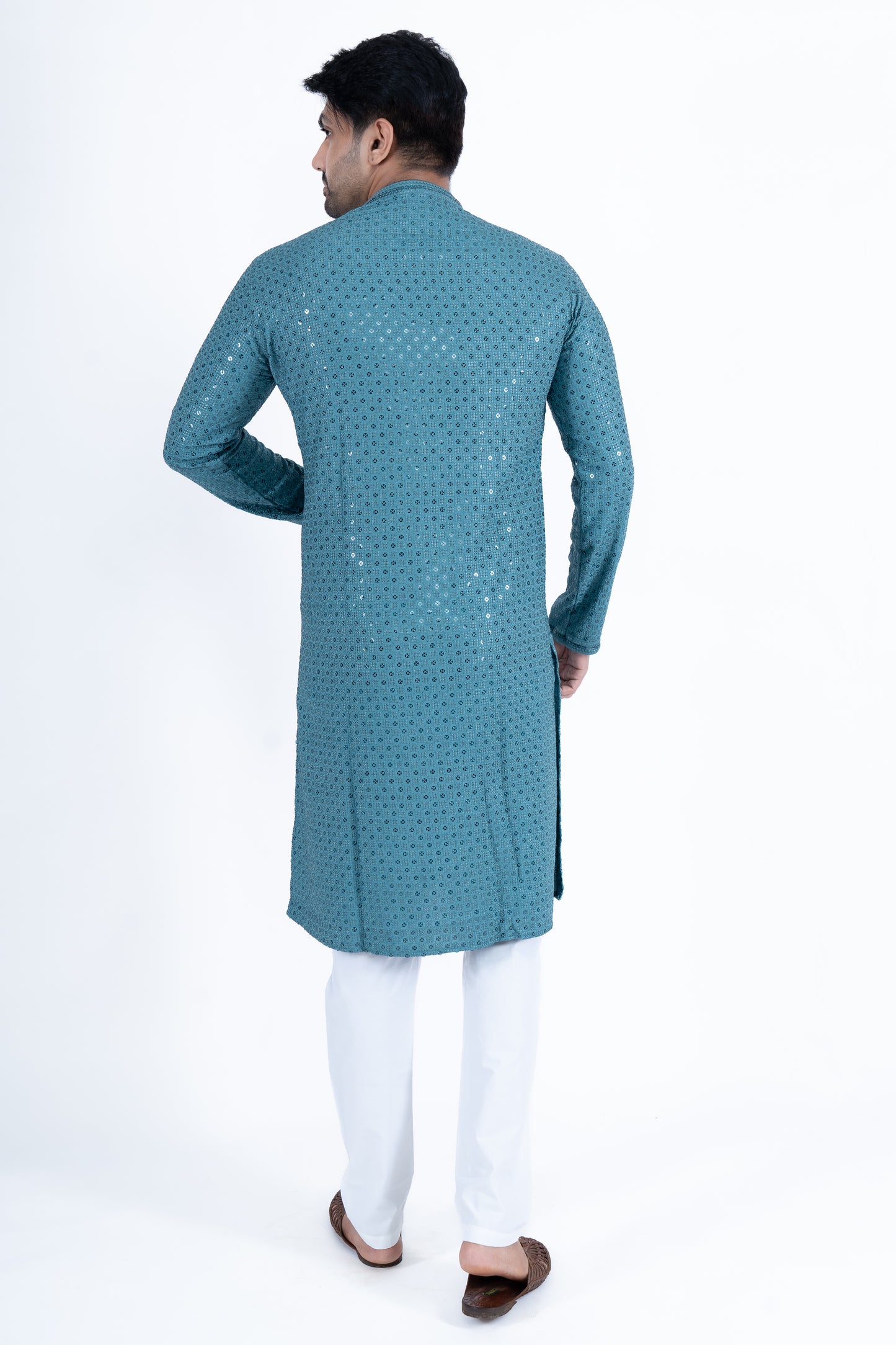 Chikan Kari Kurta - Teal