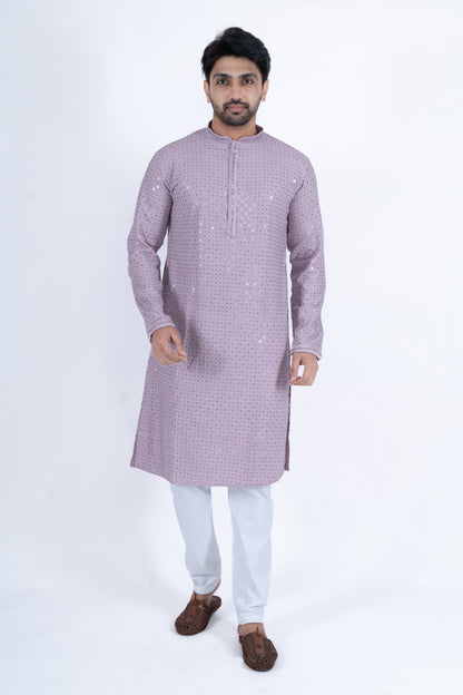 Chikan Kari Kurta - Lavendar