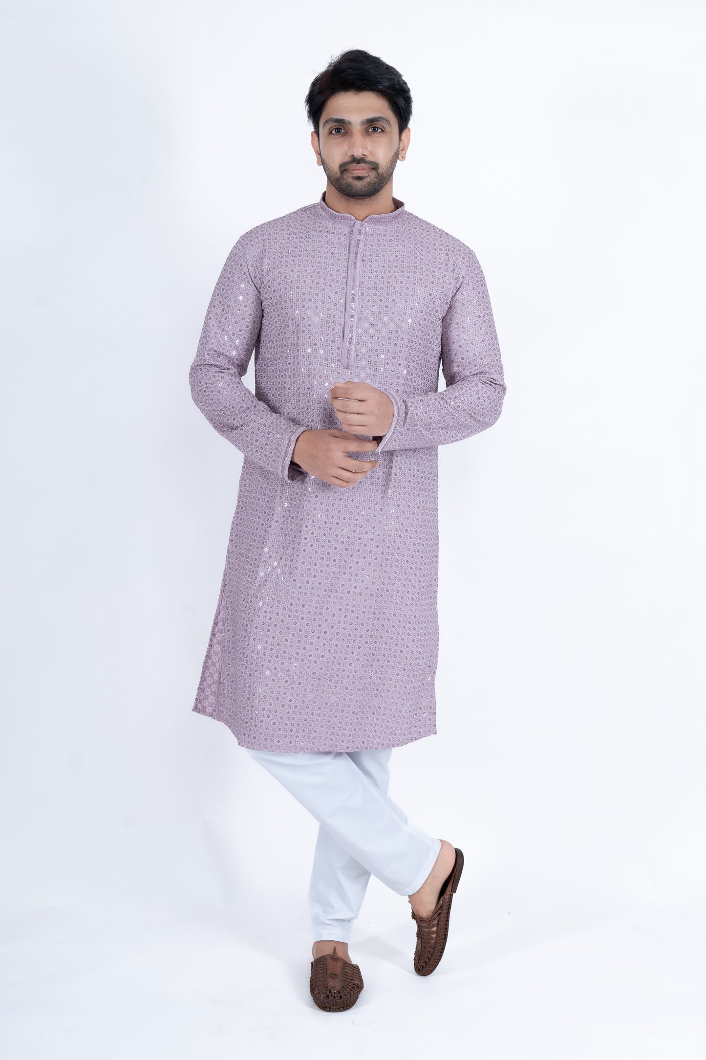 Chikan Kari Kurta - Lavendar