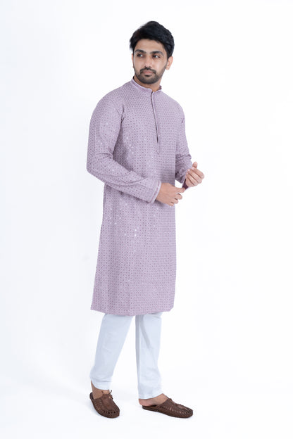 Chikan Kari Kurta - Lavendar