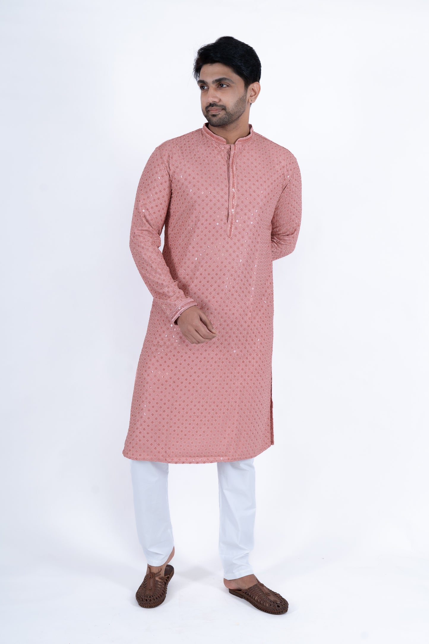 Chikan Kari Kurta - Pink