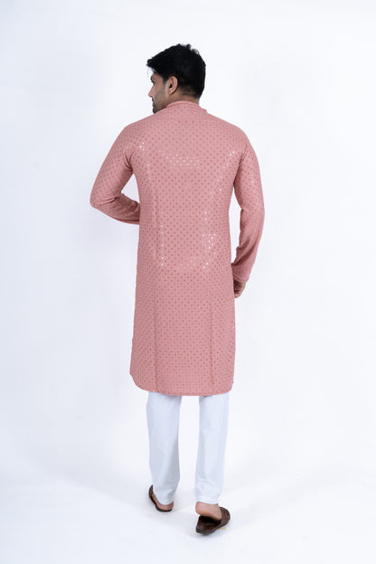 Chikan Kari Kurta - Pink