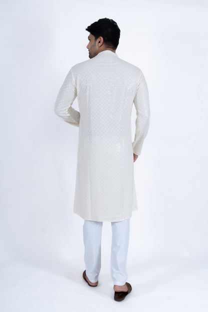 Chikan Kari Kurta - White