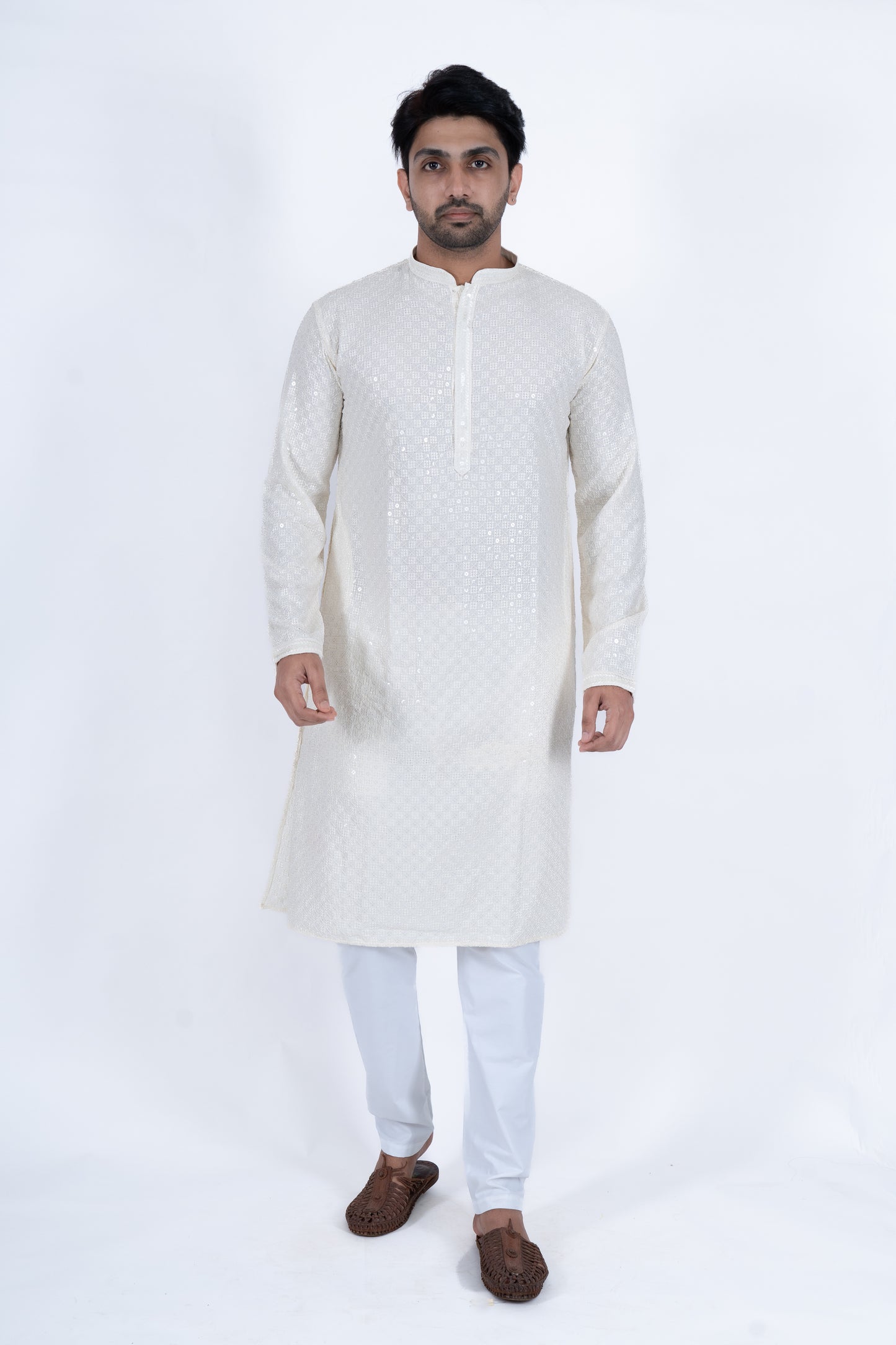 Chikan Kari Kurta - White