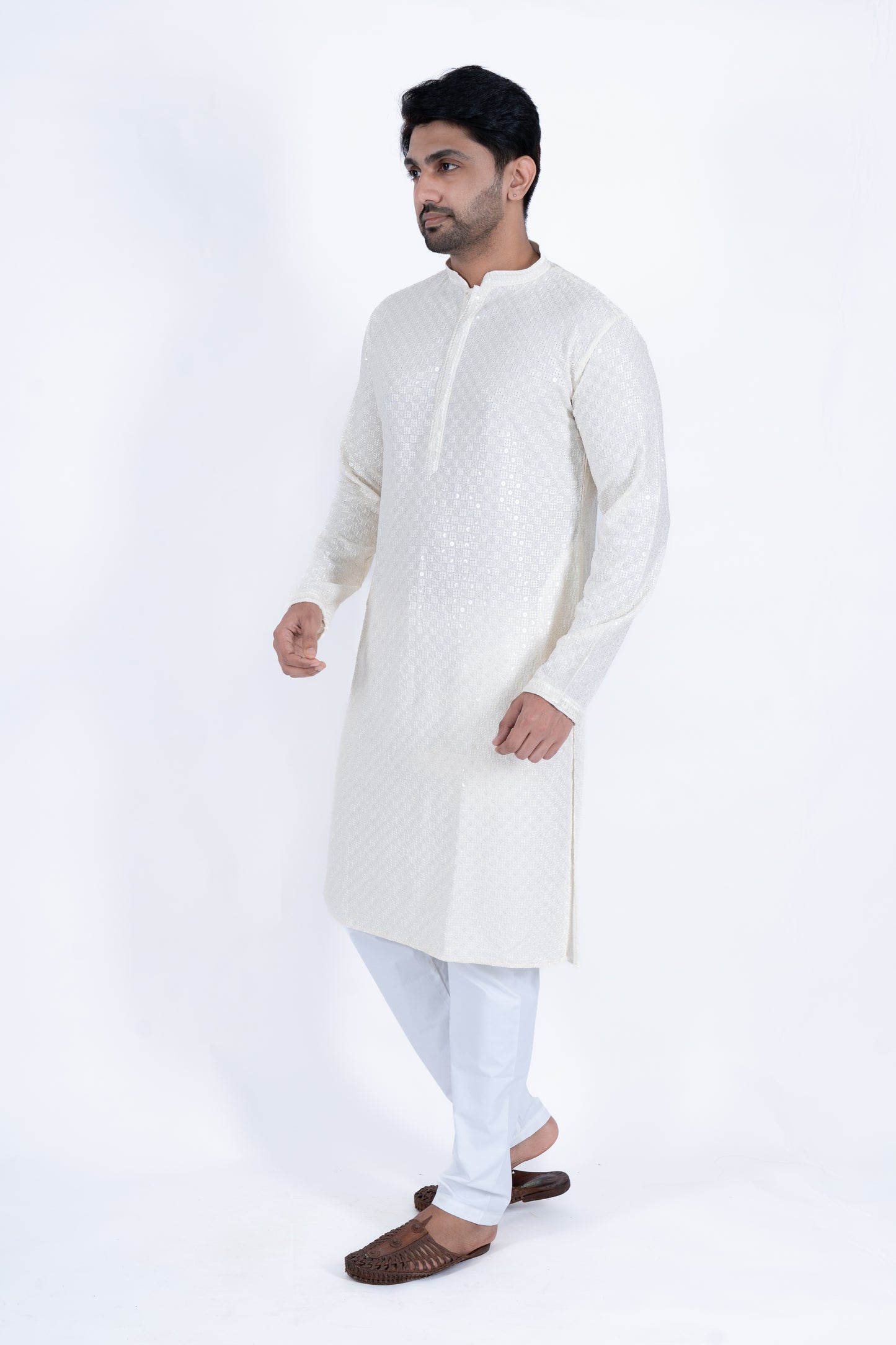 Chikan Kari Kurta - White