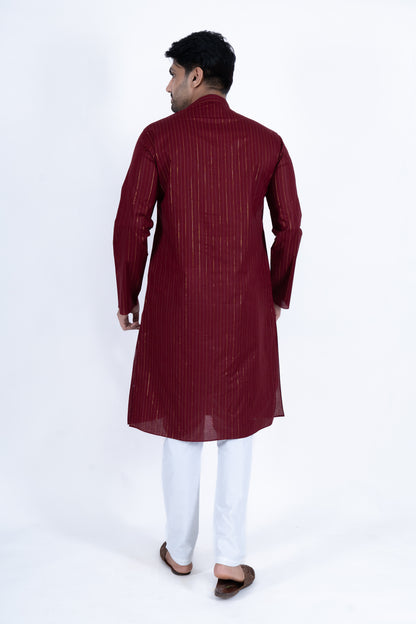 Striped Kurta - Maroon