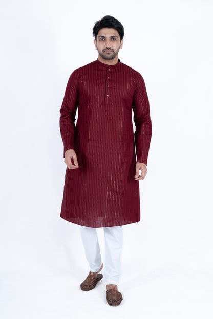 Striped Kurta - Maroon