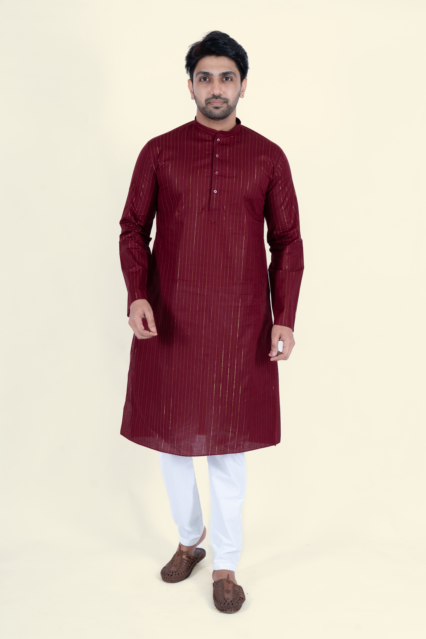 Striped Kurta - Maroon