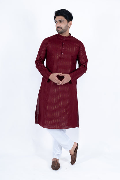 Striped Kurta - Maroon