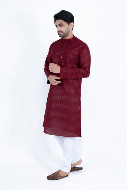 Striped Kurta - Maroon