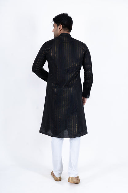 Striped Kurta - Black