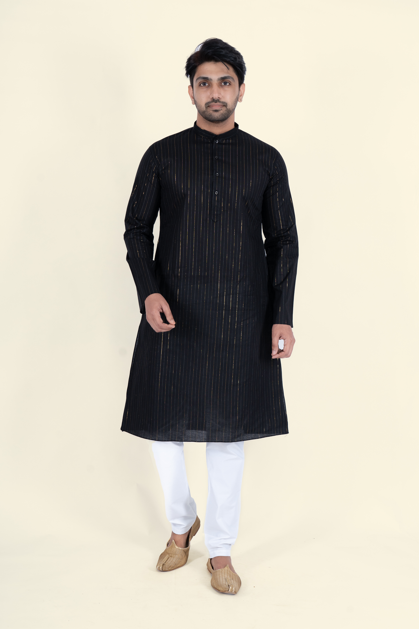 Striped Kurta - Black