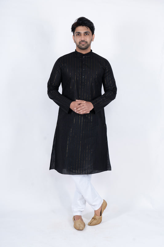 Striped Kurta - Black