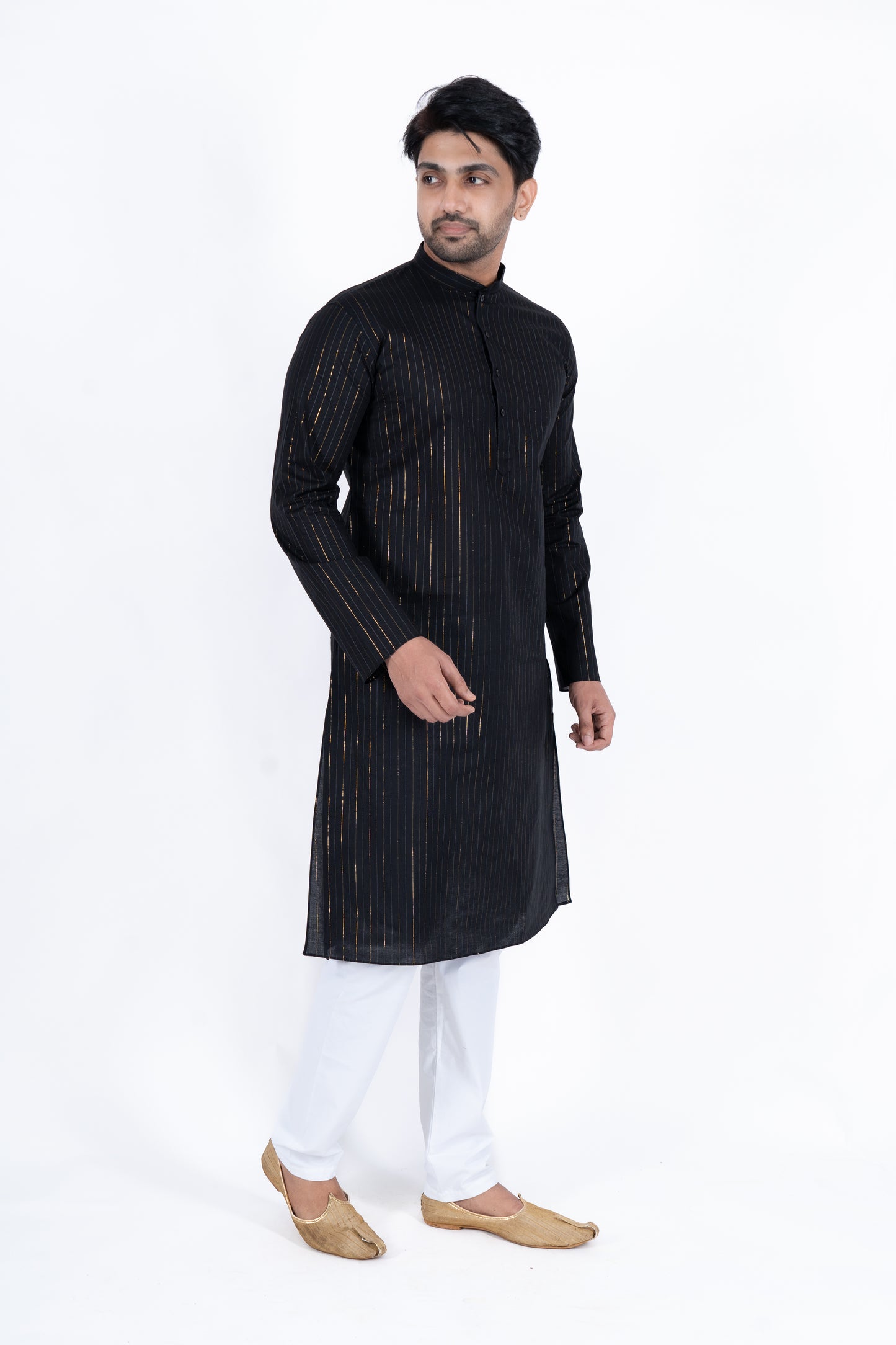 Striped Kurta - Black