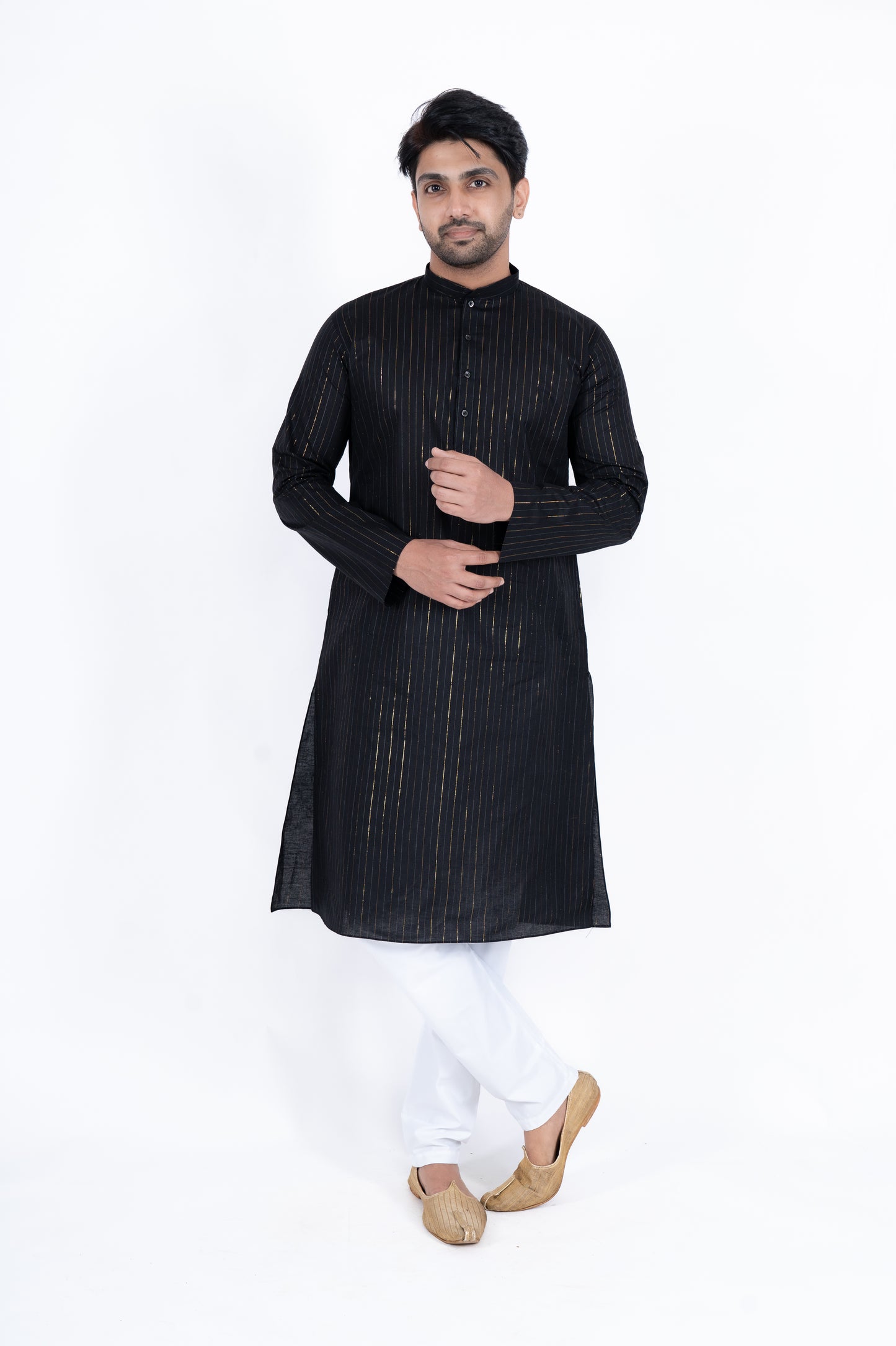 Striped Kurta - Black