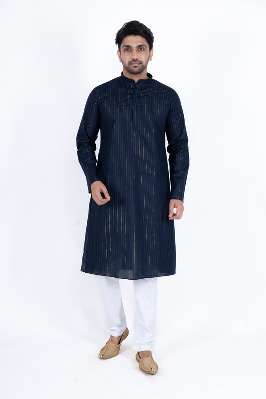 Striped Kurta - Navy