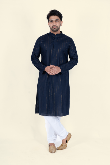 Striped Kurta - Navy