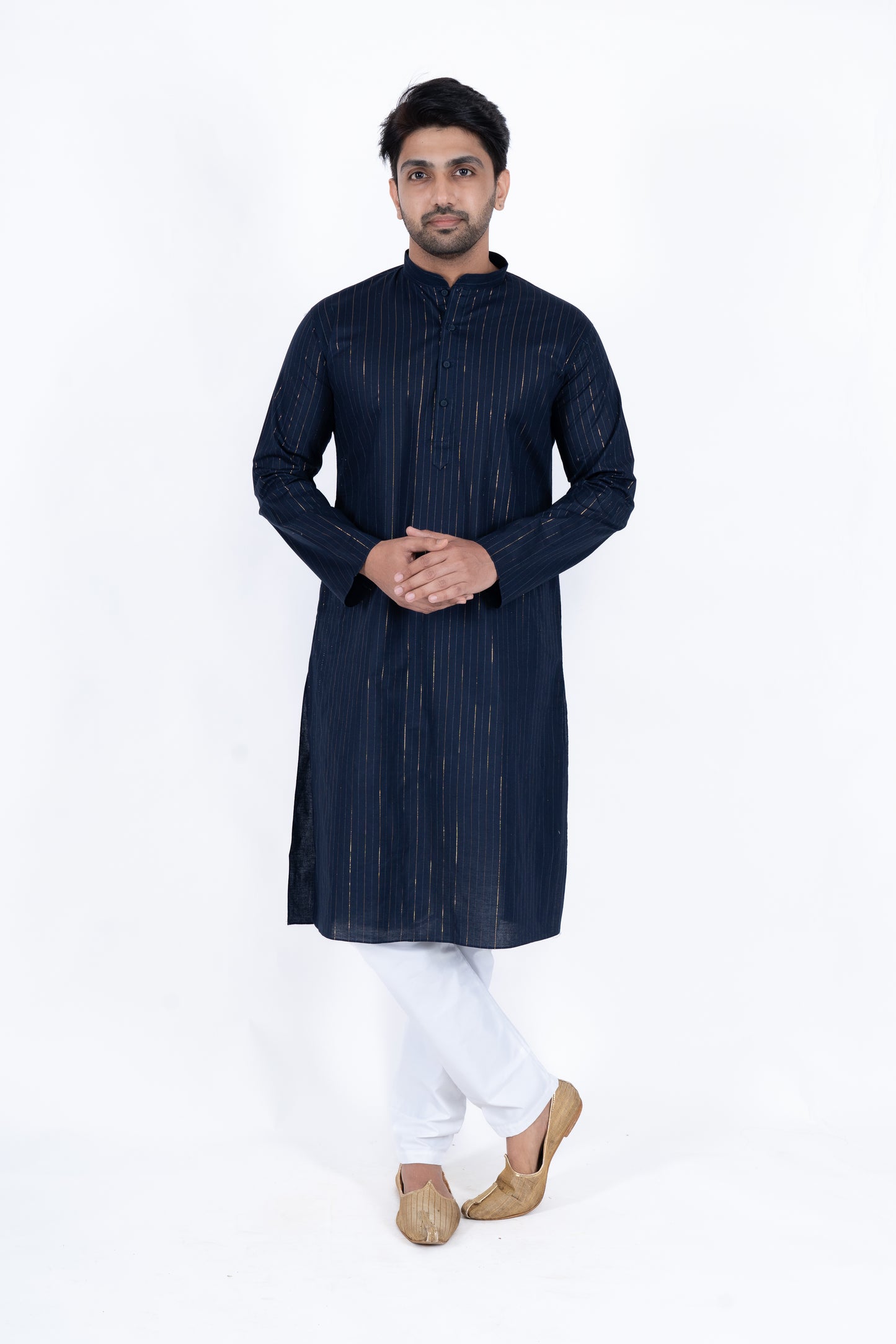 Striped Kurta - Navy