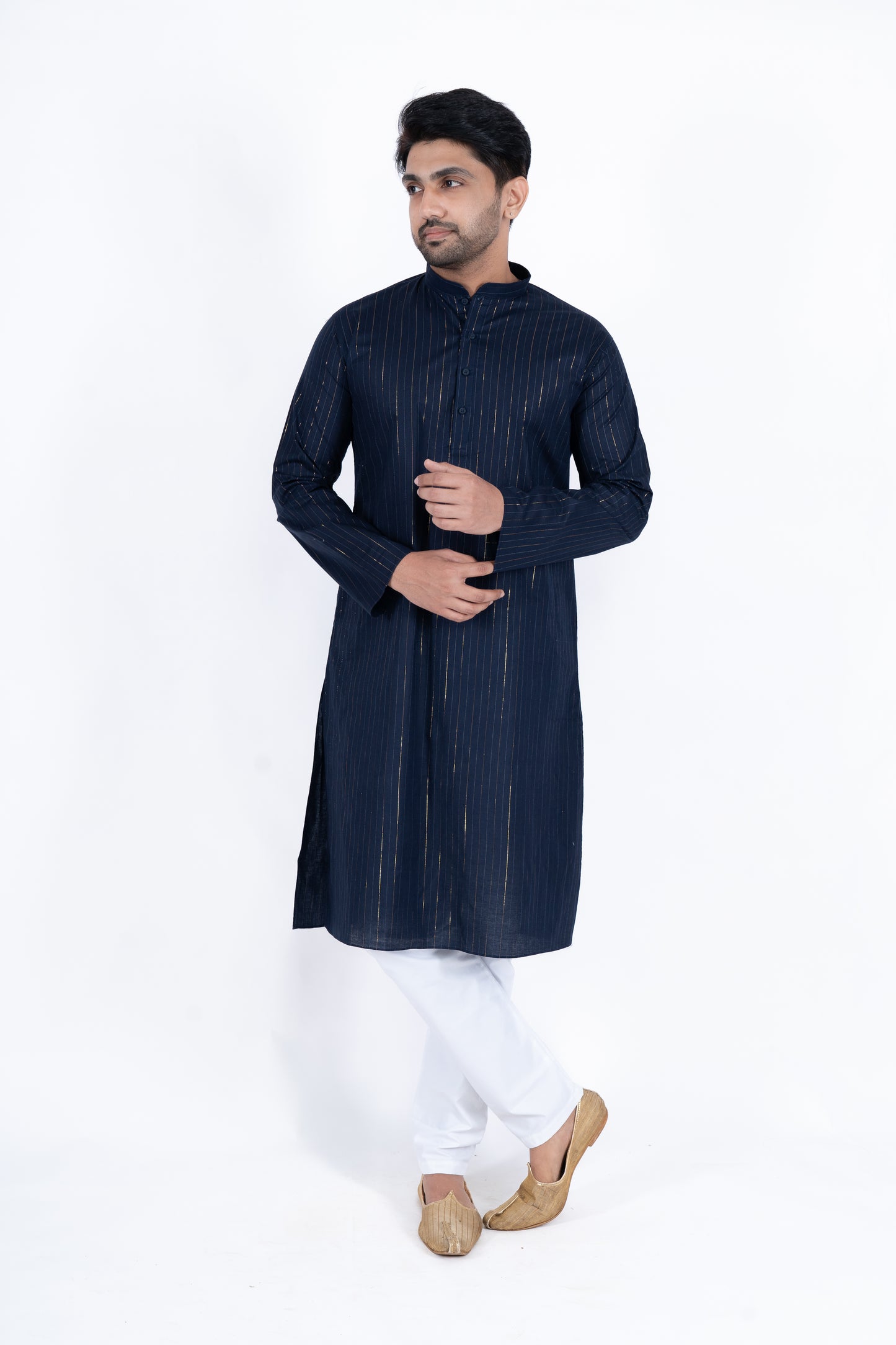 Striped Kurta - Navy