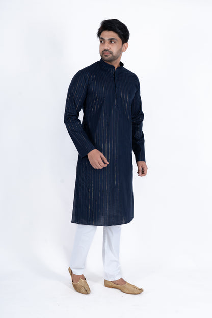 Striped Kurta - Navy