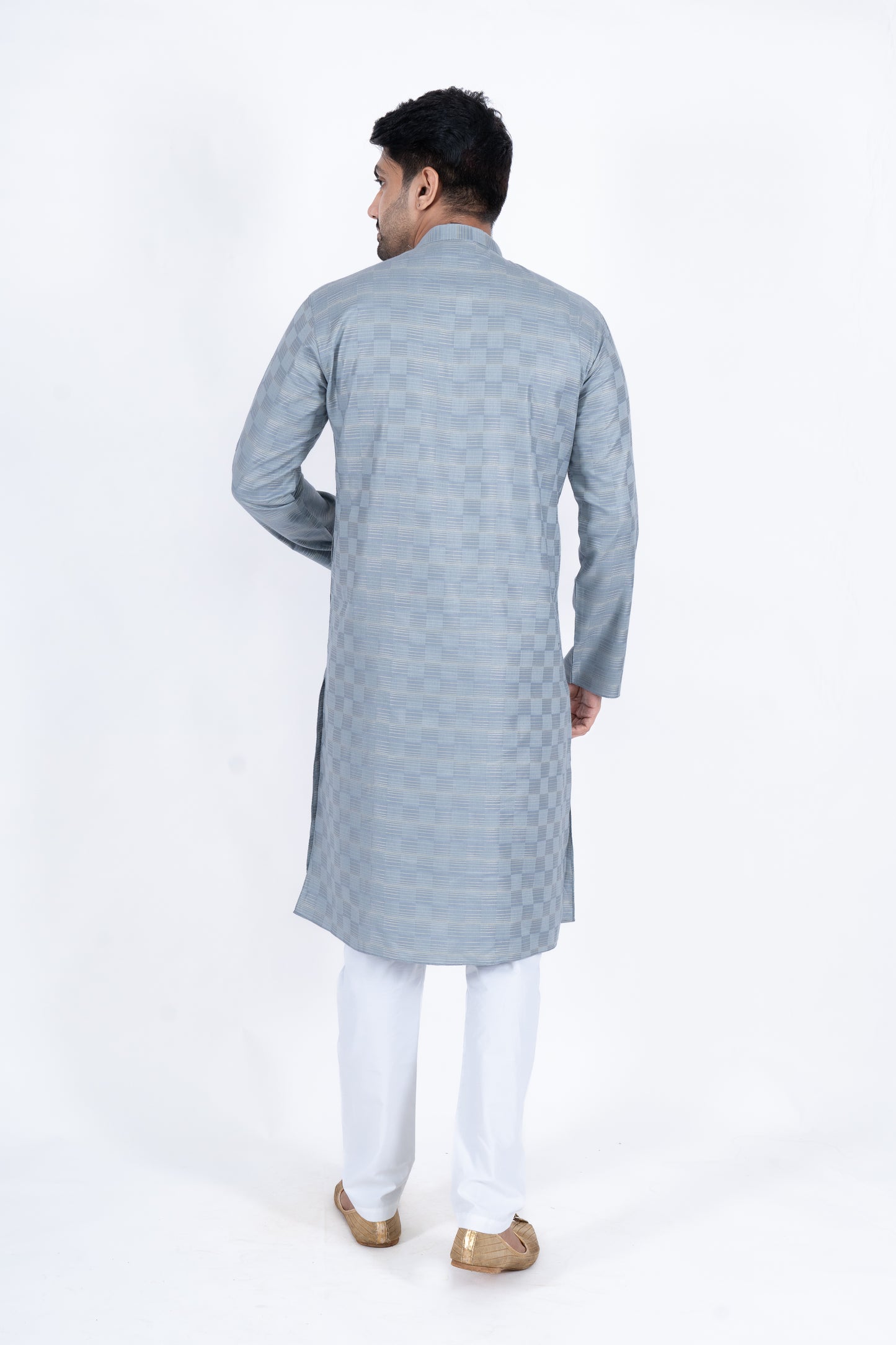 Textured Cotton Kurta - Grey