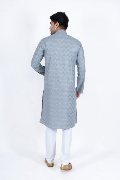 Textured Cotton Kurta - Grey