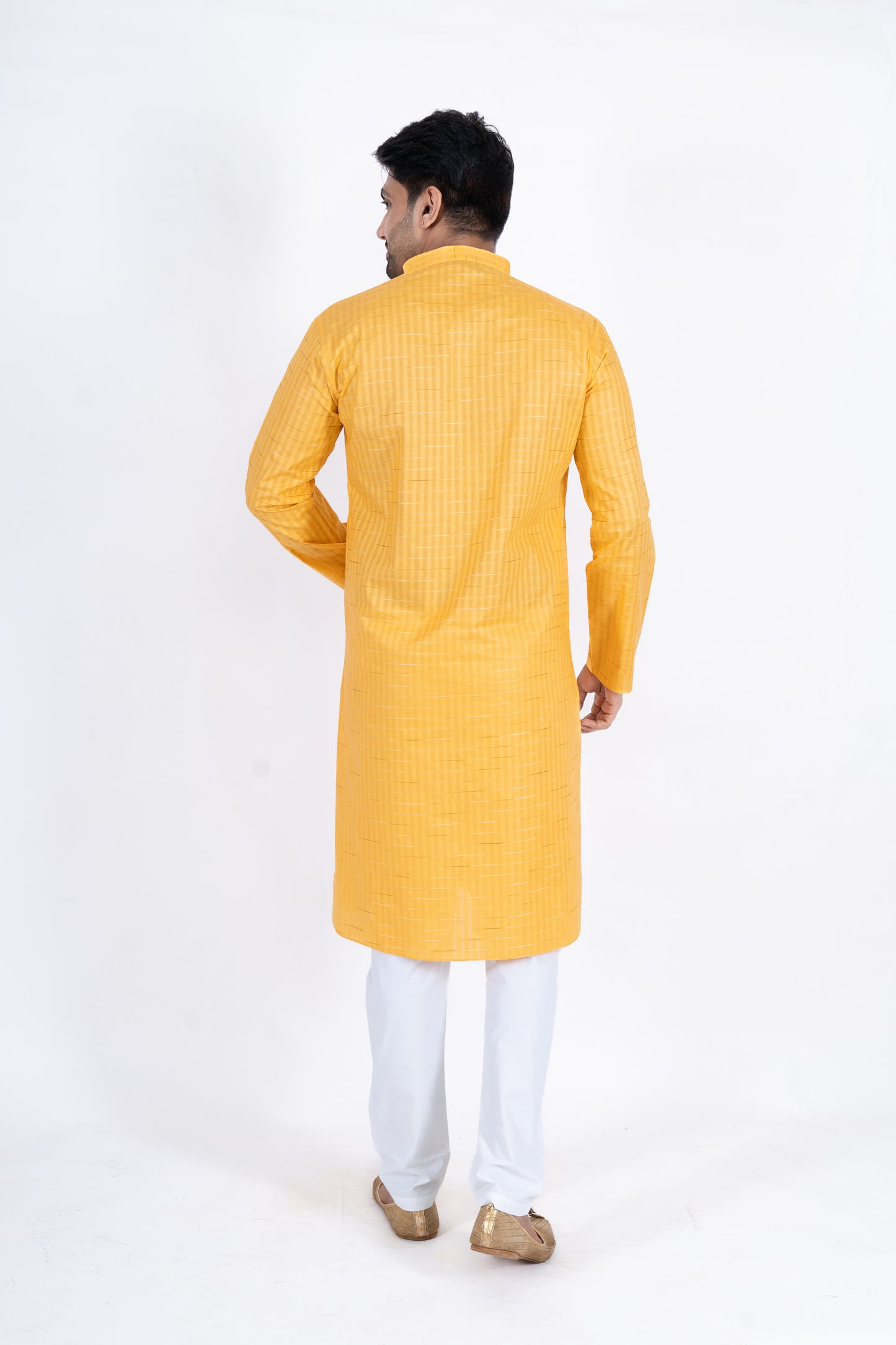 Textured Cotton Kurta - Yellow