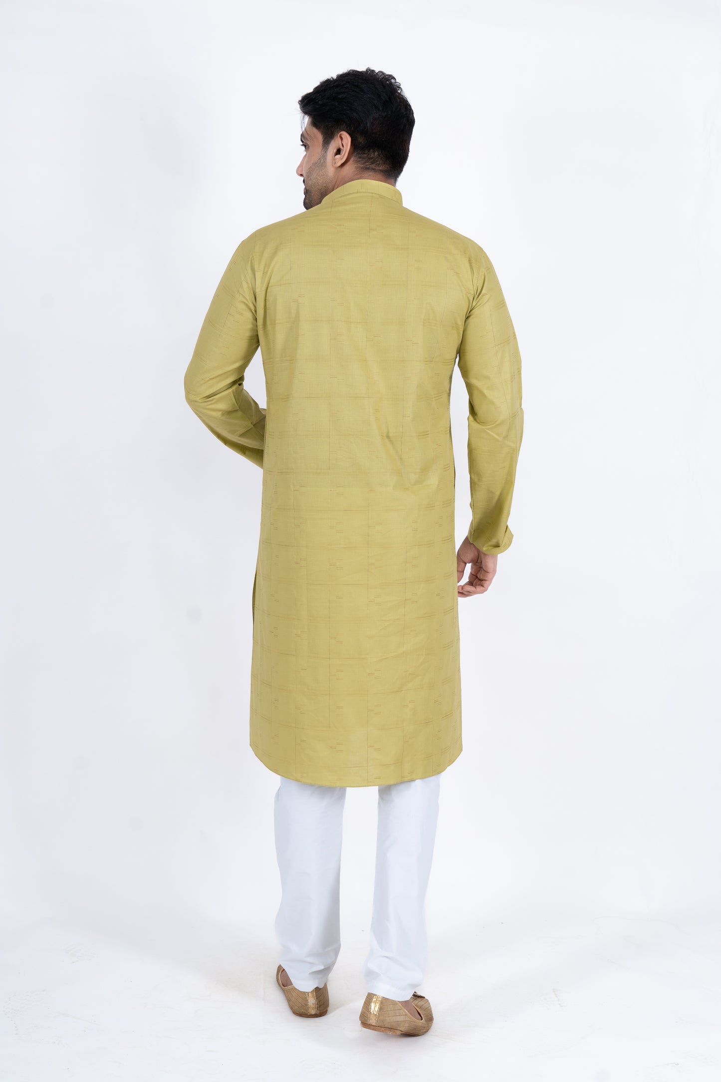 Textured Cotton Kurta - Olive