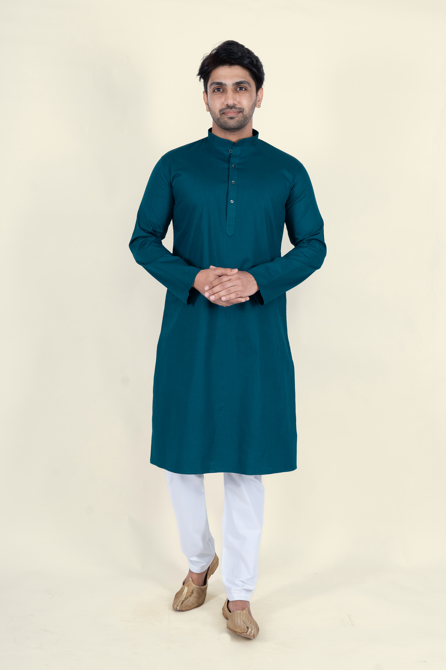 Textured Cotton Kurta - Sea Green